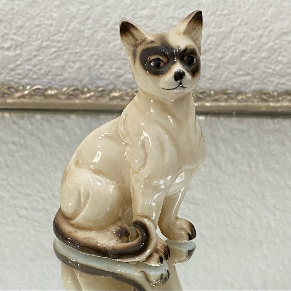 Vintage Fine Bone China 3.25” Siamese Cat Figurine